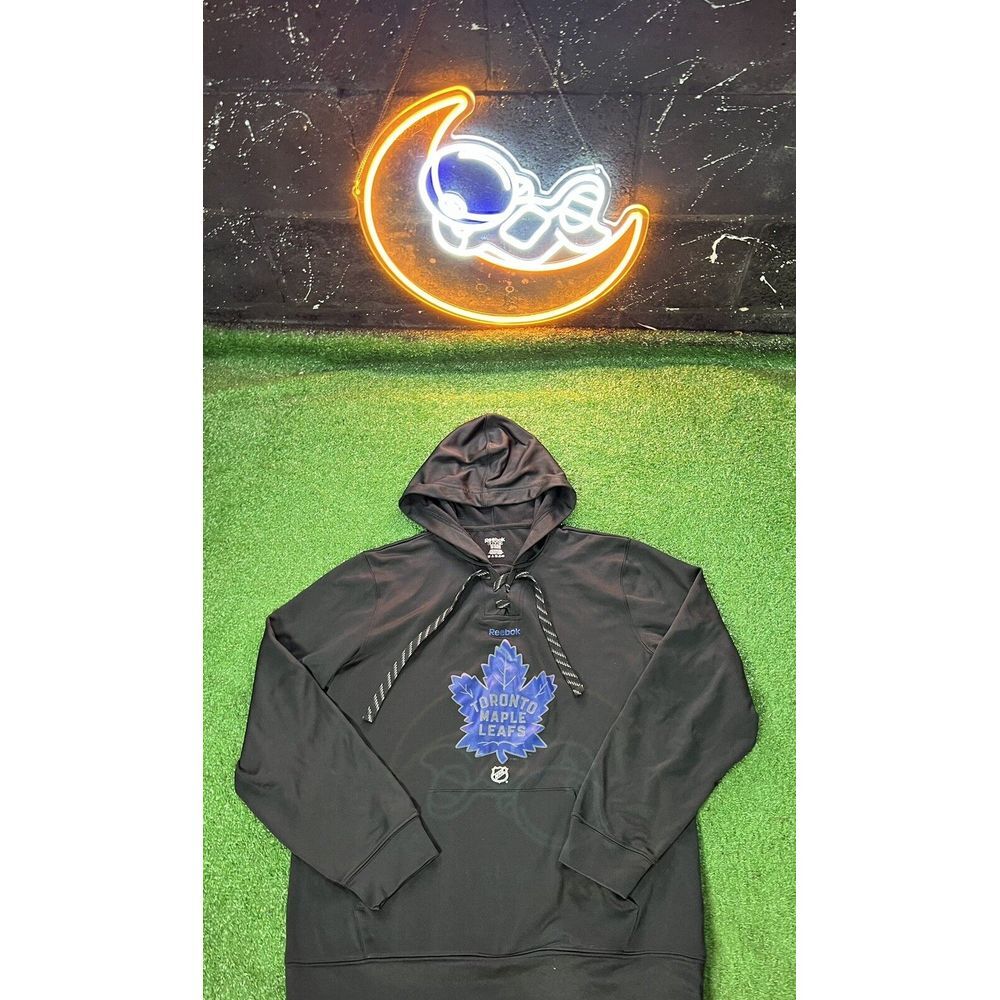 Toronto Maple Leafs‎ Pullover Hoodie Mens MD Black NHL Hockey Drawstrings Retro
